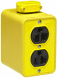 Super-Safeway Multiple Outlet Box, Standard Depth, 2 Receptacles, NEMA 5-20, Rubber