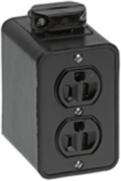 Super-Safeway Multiple Outlet Box, Black, 2-Sided, NEMA 5-15, 2 Receptacles