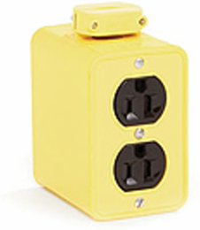 Super-Safeway Multiple Outlet Box, Extended Depth, 2-Sided, F3 (3/4") Cord Grip Body, with Flip Lids for (2) Single Straight-Blade Receptacles Not Included