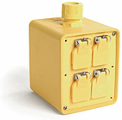Super-Safeway Multiple Outlet Box 2-Sided, F3 3/4 Inch Cord Grip, NEMA 4 Rating, 4 Duplex Outlets