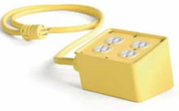 Super-Safeway Angled Outlet Box, 2 NEMA 5-15 Receptacles, 25 Foot Cord, 3/4 Inch Cord Grip