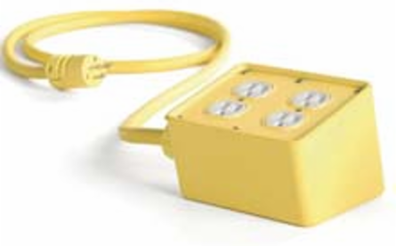 Super-Safeway Angled Outlet Box, 3/4 Inch Cord Grip, 2 NEMA 5-15 Receptacles, 25 Ft Cord