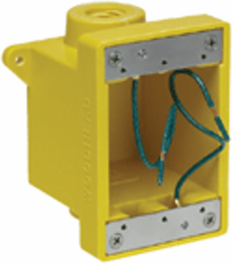Yellow Glass-Filled Polyester FD Box, Corrosion-Resistant, 2 Knock-out Openings