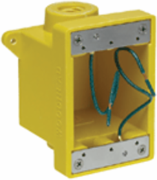 Yellow Glass-Filled Polyester FD Box, Corrosion-Resistant, 2 Knock-out Openings