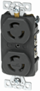 Duplex Heavy-Duty Receptacle, 2 Pole/3 Wire, NEMA L5-15, 15A, 125V