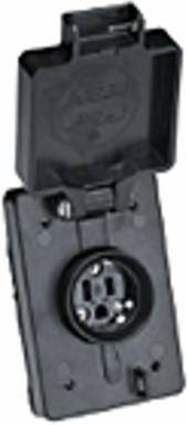 Watertite Extra Hard Outdoor Receptacle, 2 Pole/3 Wire, 125V, IP67, Black
