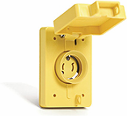Watertite Receptacle, 2-Pole/2-Wire, NEMA L1-15, 125V, IP67, Locking Blade