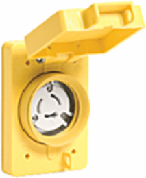 Watertite Receptacle, NEMA L5-20, 125V, 2-Pole/3-Wire, IP67, Locking Blade